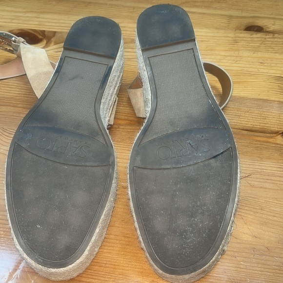 Sarto by Franco Sarto Tan leather Espadrilles with Wedge Heel and Ankle Strap 9M - Picture 8 of 10